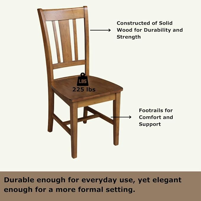 Set of Two San Remo SplatBack Dining Chairs, Pecan