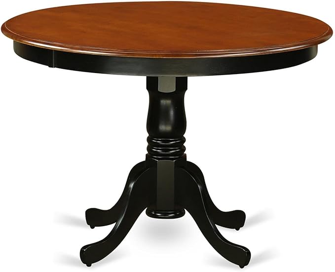East West Furniture HLPL3-BCH-W 3 Piece Kitchen Table & Chairs Set Contains a Round Dining Table with Pedestal and 2 Dining Room Chairs, 42x42 Inch, Black & Cherry