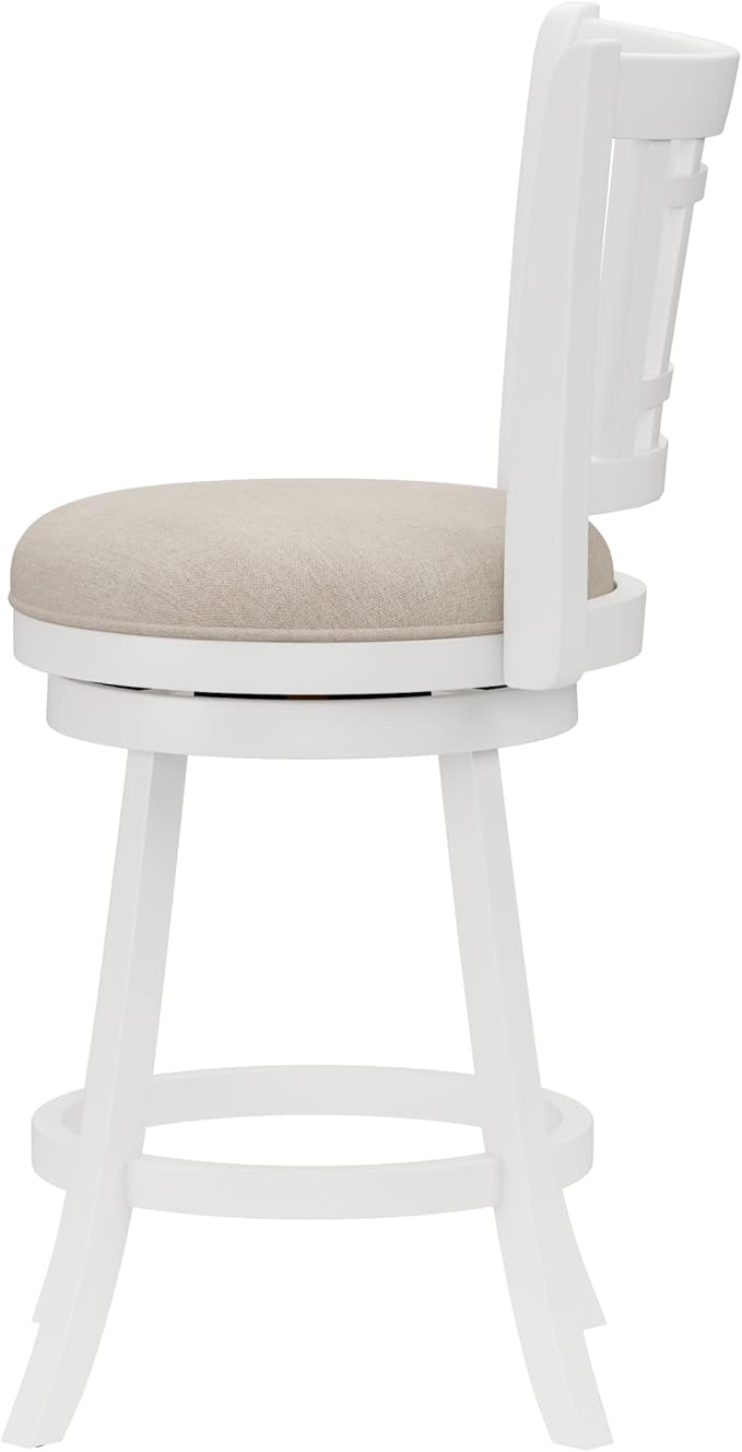 Hillsdale Fairfox Swivel Stool with Rectangular Lattice Back, Counter Height, White