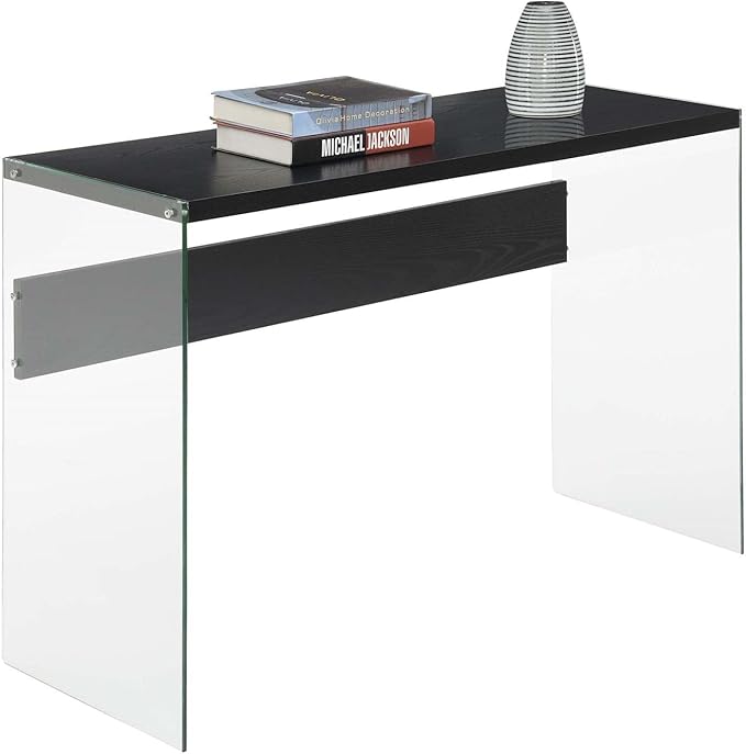 SoHo Glass Console Table/Desk, Black/Glass
