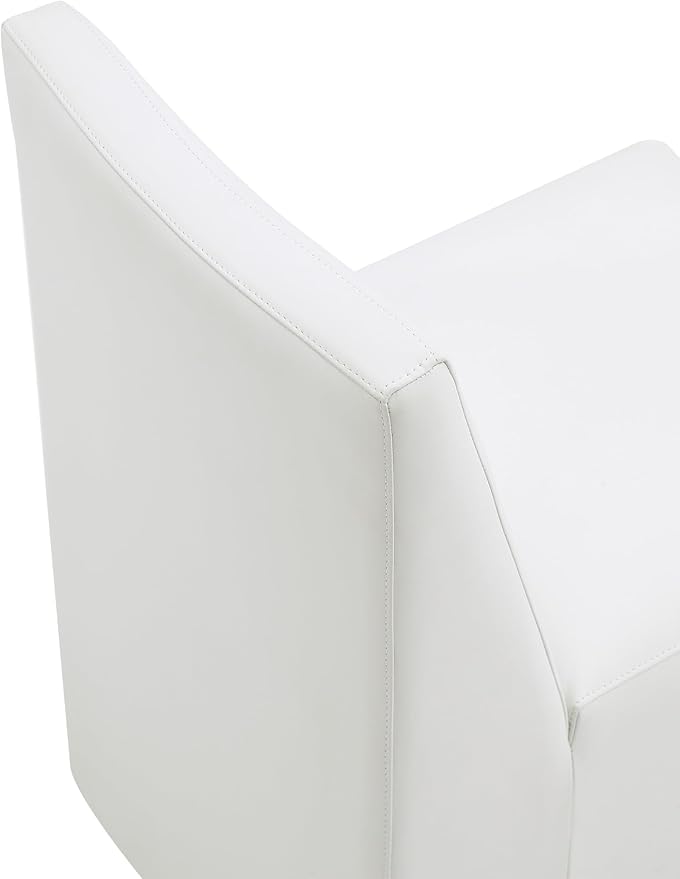 Manhattan Comfort Anna Square Modern Dining Chair with Head to Toe Faux Leather Upholstery and Plastic Foot Padding, Luxury Accent Furniture, Set of 2, Cream