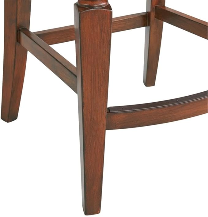Napa Counter Height Stool with Back, Mahogany - Elegant Trellis Back Design, Faux Leather Upholstery, Foam-Filled Seat, Steel Memory Return Swivel, Seat Height 26 in, Footrest at 6 3/4 in.