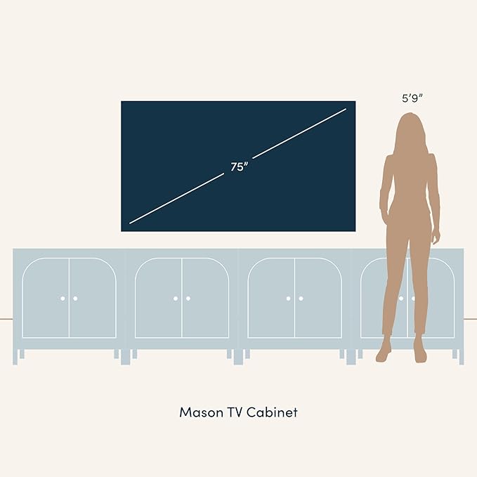 Nathan James Mason TV Stand, Free Standing Accent Sideboard Buffet, Credenza with Glass Doors and Adjustable Shelf in Brushed Light Brown Wood for Dining Room, Entryway and Living Room, Set of 4