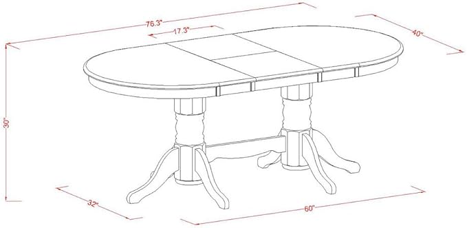 East West Furniture VABO7-LWH-W 7 Piece Dining Set Consist of an Oval Dining Room Table with Butterfly Leaf and 6 Wood Seat Chairs, 40x76 Inch, Linen White