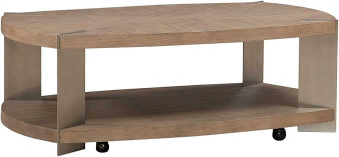 Liberty Furniture Harlow Living Room Oval Cocktail Table - Sandstone & Satin Nickel