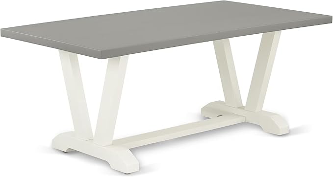 East West Furniture V097CE215-7 7 Piece Kitchen Table Set Consist of a Rectangle Dining Table with V-Legs and 6 Baby Blue Linen Fabric Parson Dining Room Chairs, 40x72 Inch, Multi-Color