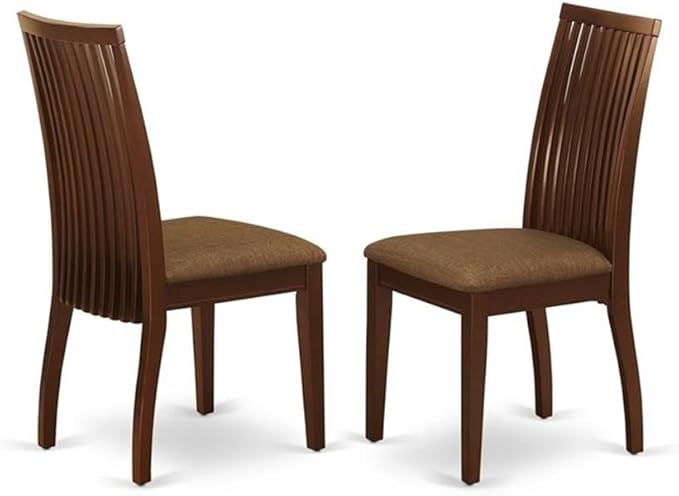 East West Furniture DOIP9-MAH-C 9 Piece Dining Room Table Set Includes a Rectangle Kitchen Table with Butterfly Leaf and 8 Linen Fabric Upholstered Dining Chairs, 42x78 Inch, Mahogany