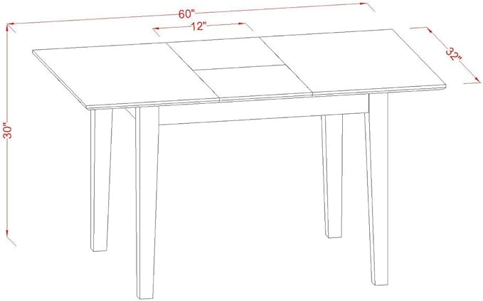 East West Furniture PSNO6C-MAH-W 6 Piece Kitchen Table & Chairs Set Contains a Rectangle Dining Room Table with Butterfly Leaf and 4 Dining Chairs with a Bench, 32x60 Inch, Mahogany