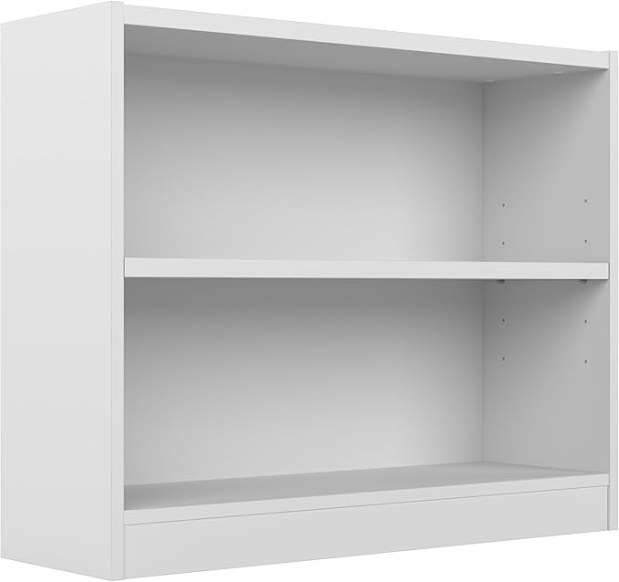 Bush Furniture Universal Small 2 Shelf Bookcase in White, Low Storage and Display Bookshelf for Home Office or Living Room Organization