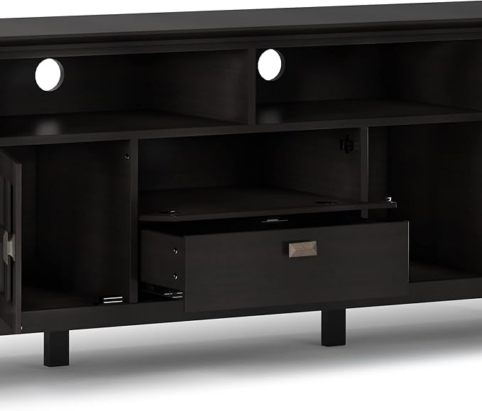 SIMPLIHOME Artisan SOLID WOOD 72 Inch Wide Transitional TV Media Stand in Hickory Brown for TVs up to 80 Inches, For the Living Room and Entertainment Center