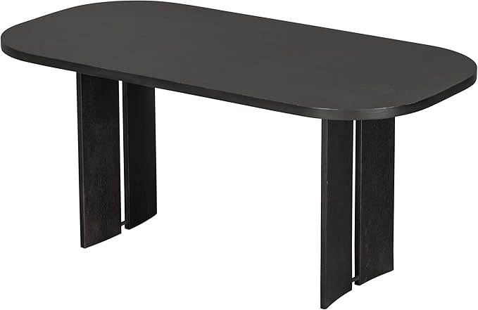 Ball & Cast Wood Dining Table Set with Bench,6-Piece Upholstered Rectangular Set w/ 4 Upholstered Chairs,Curved Profiles Kitchen Furniture Suitable Big Family Gatherings,Espresso