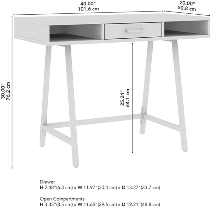 Bush Furniture Steele 40W Writing Desk in Reclaimed Pine | Computer Table for Home Office Workspace