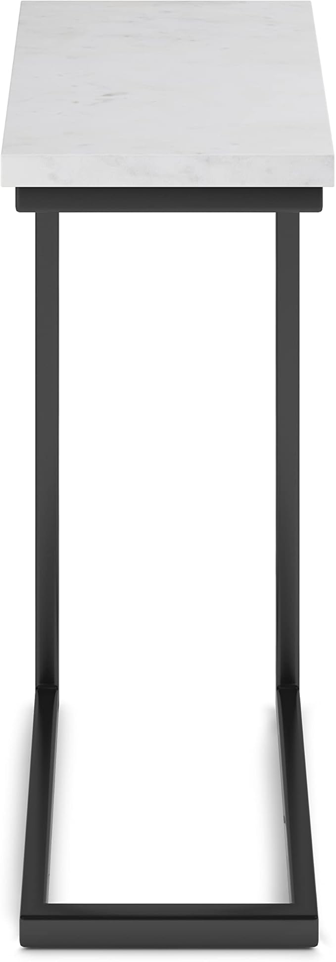 SIMPLIHOME Skyler 18-inch Wide Metal Table in White/Black, C-Shaped Industrial-Style Side Table with Genuine Marble Top for Living Room, Bedroom, or Home Office