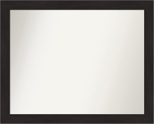 Amanti Art Brown Bathroom Mirror for Over Sink, 28x34 Furniture Espresso Rectangle Vanity Mirror, Large Casual Frame, Hangs Horizonally and Vertically, Bathroom Wall Decor, Non-Beveled Edge