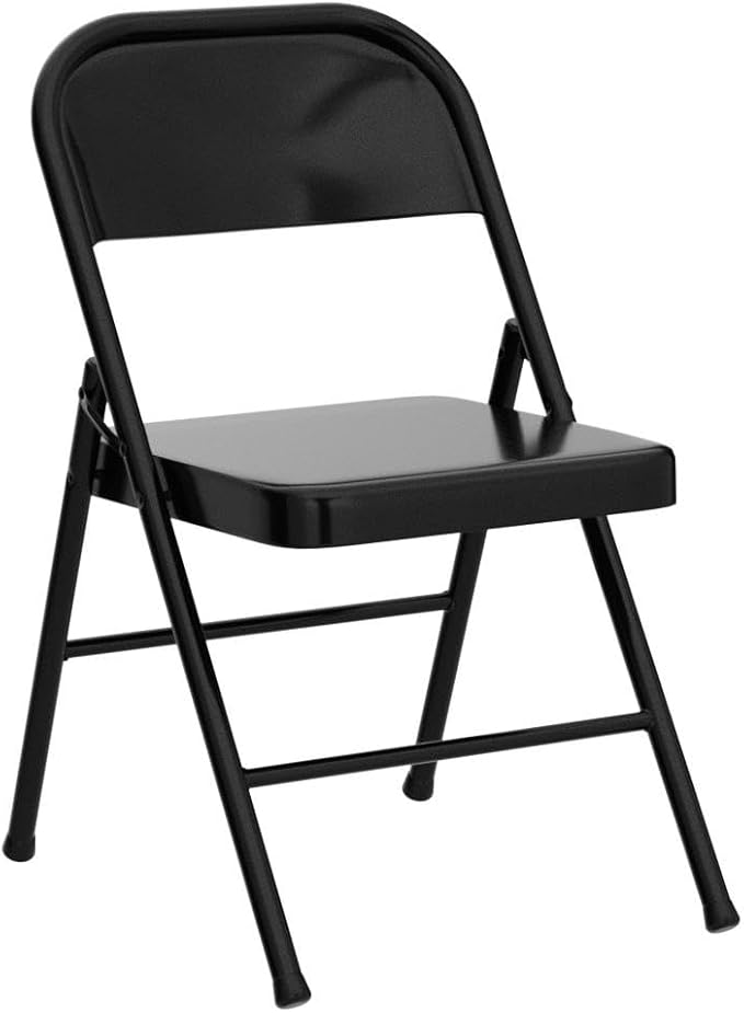 VECELO Metal Folding Chairs 4 Pack, Double Hinged Steel Frame Easy Foldable&Stackable for Office Kitchen Dinning Wedding Patio and Garden