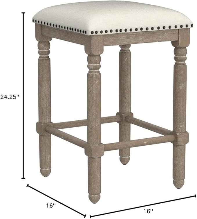 Roundhill Furniture Arnhem Wood Upholstered Swivel Counter Height Stools, Set of 2, Tan
