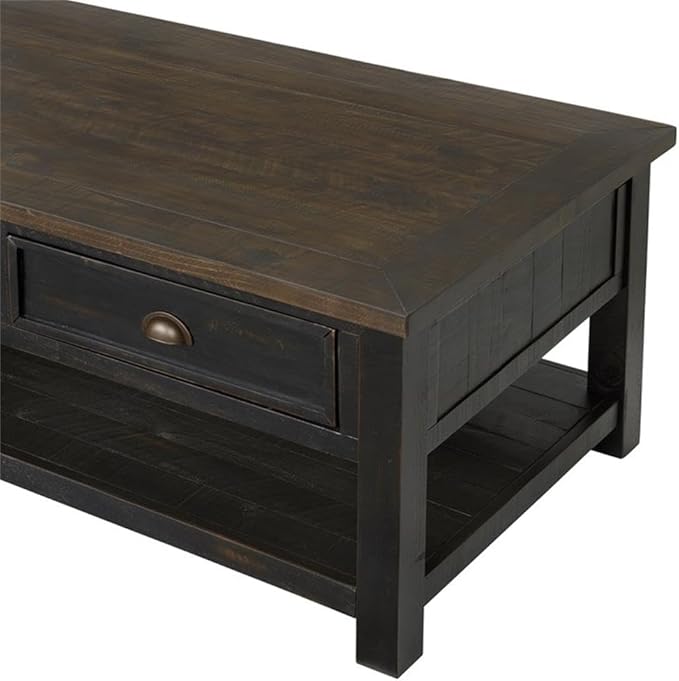 Martin Svensson Home Solid Wood Coffee Table, Black with Brown Top