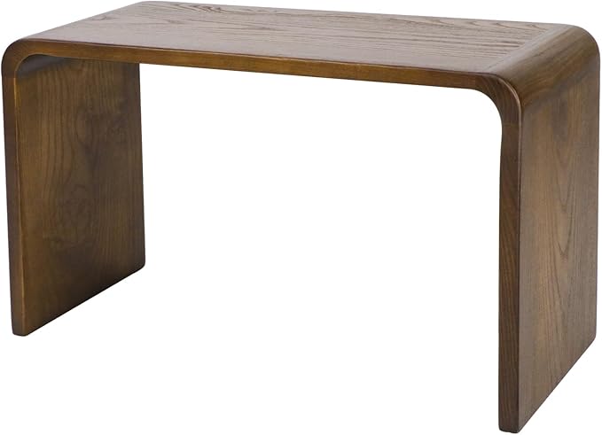 COZYMATIC Carlisha C-Shaped End Table Sofa Table Coffee Table Solid Wood Frame for Living Room Side Table for Bedroom, Walnut Brown