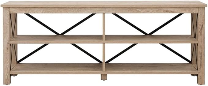 Henn&Hart Rectangular TV Stand for TV's up to 70" in White Oak, Electric Fireplace TV Stands for the Living Room