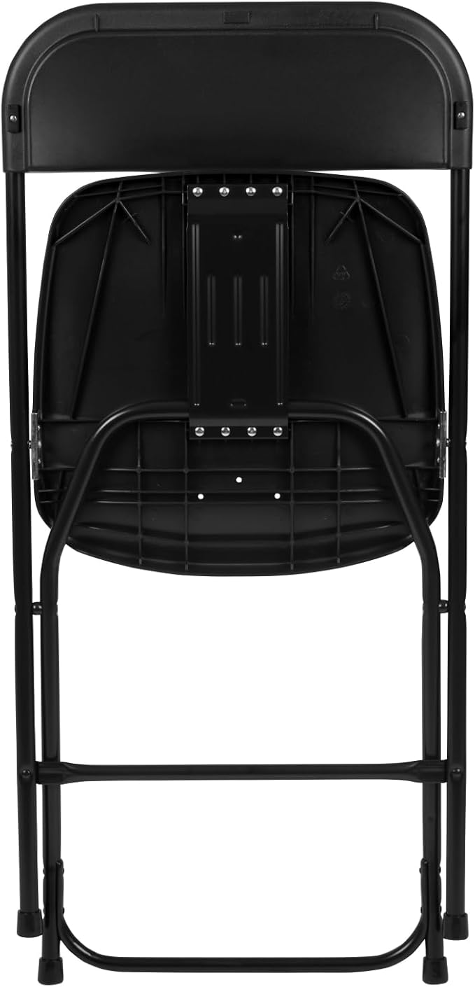 Flash Furniture Hercules Series Plastic Folding Chairs for Parties and Weddings, Stackable Commercial Event Seats with 650-lb. Static Weight Capacity, Set of 6, Black