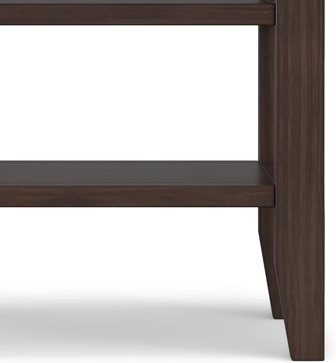 SIMPLIHOME Acadian SOLID WOOD 19 inch Wide Square Transitional End Table in Warm Walnut Brown for the Living Room and Bedroom