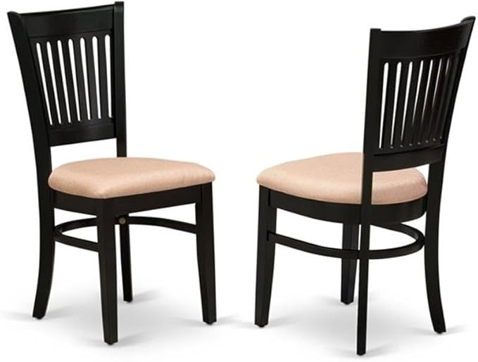 East West Furniture LGVA9-BLK-C 9 Piece Kitchen Table Set Includes a Rectangle Dining Table with Butterfly Leaf and 8 Linen Fabric Dining Room Chairs, 42x84 Inch, Black