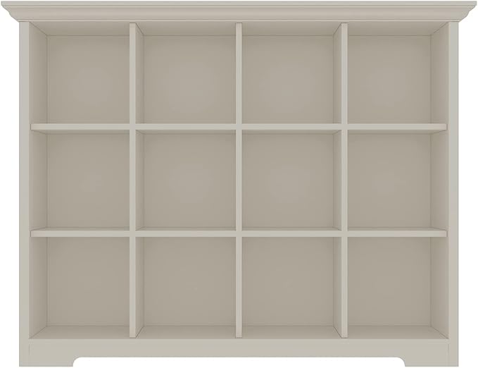 Wooden Cube Bookcase with Base - Modern 3 Tiers Floor Standing Open Shelf Cabinet for Home and Office, 12-Cube Lattice Bookshelf, Warm White