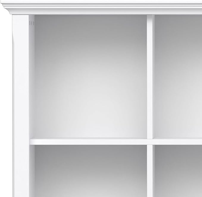 SIMPLIHOME Acadian Bookcase - 57 inch Tall 12-Cube Solid Wood Storage Display Unit in White, Transitional Cube Organizer for Living Room, Study Room or Office with Fixed Shelves and Tapered Legs