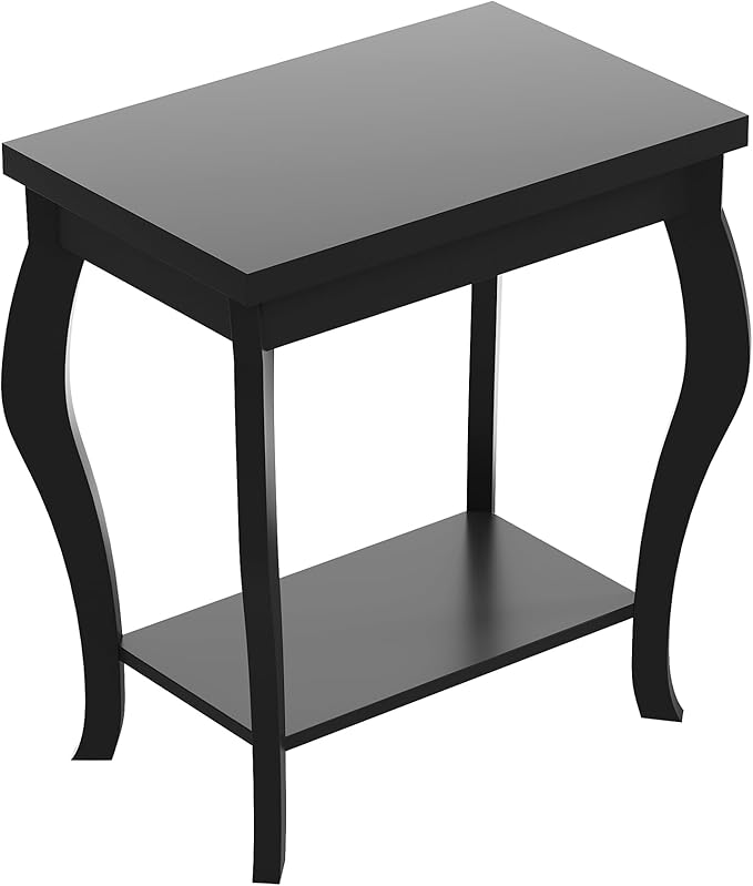 ChooChoo End Tables Living Room, Side Tables Living Room with Curved Legs and Storage Shelf, Small End Tables for Small Spaces, Black