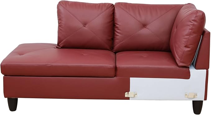 NicBex Sectional Couch 3 Pieces Sofa Set with Right Chaise Faux Leather L Shaped Cloud Couch for Living Room Furniture Sets with Storage Ottoman, Modular Sofa for Living Room & Apartment, Red