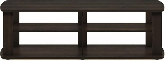 Furinno Nelly Entertainment Center TV Stand, Short 43.3"(W) x13.4(H) x13.1(D), Dark Brown