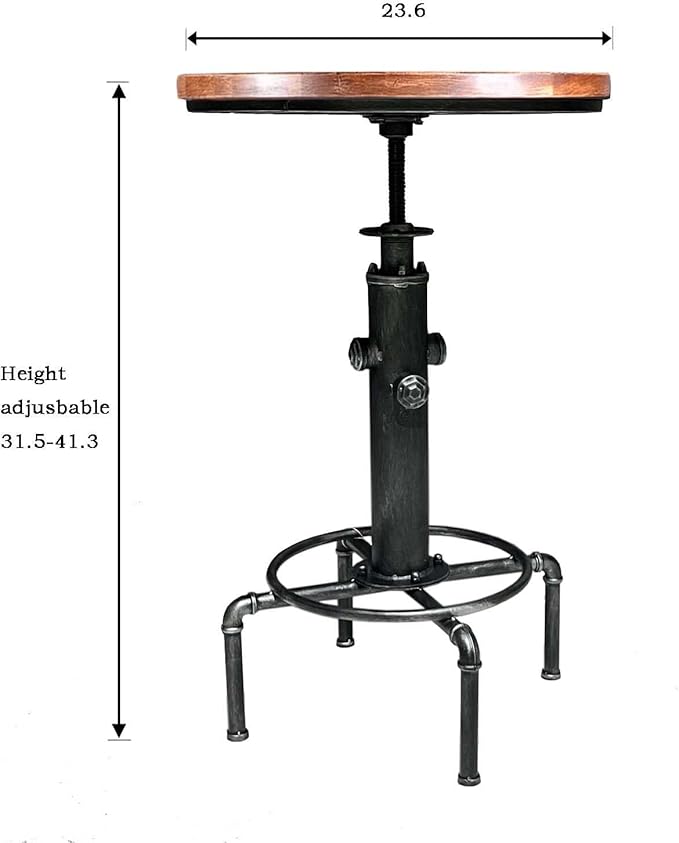 Topower Industrial Bar Table 31.5-41.3" Adjustable Pub Table Kitchen Dining Coffee Bistro Table