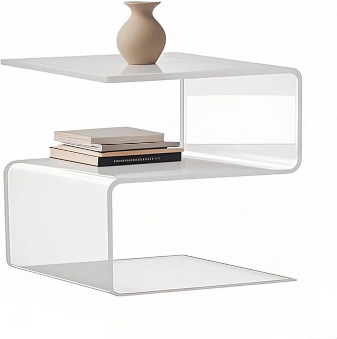 Acrylic Side Table,17.7" H S-Shaped end Table for Living Room,Clear Nightstand,Bedside Table for Bedroom,Used for The Bathroom Storage Table (Clear)