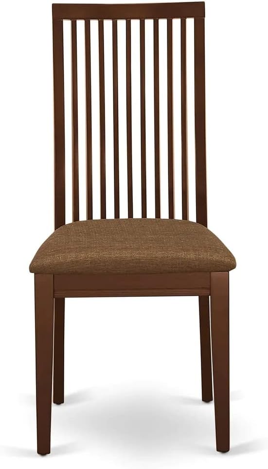 East West Furniture HBIP3-MAH-C 3 Piece Dining Room Furniture Set Contains a Round Kitchen Table with Pedestal and 2 Linen Fabric Upholstered Dining Chairs, 42x42 Inch, Mahogany