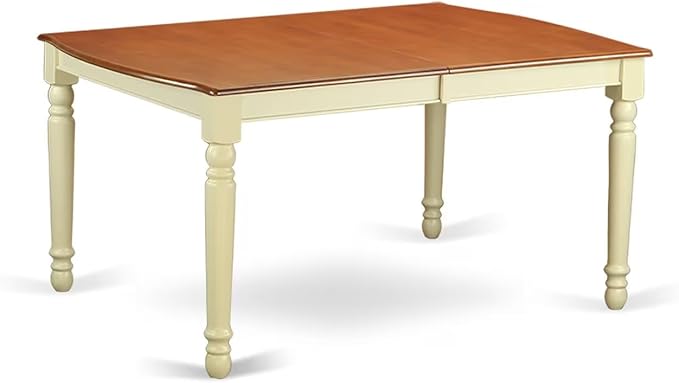 East West Furniture DOPL7-WHI-C 7 Piece Dining Room Table Set Consist of a Rectangle Kitchen Table with Butterfly Leaf and 6 Linen Fabric Upholstered Chairs, 42x78 Inch, Buttermilk & Cherry