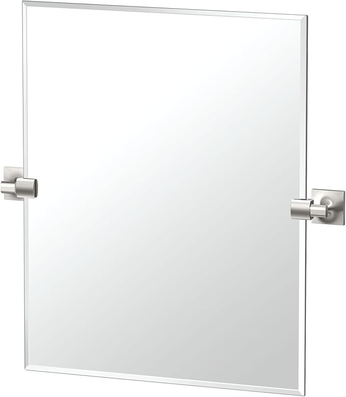 Gatco 5599SM Waterline Frameless Rectangle Mirror, 24 Inch, Satin Nickel
