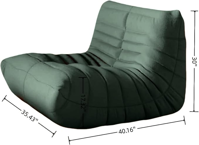 Bean Bag Chair - Memory Foam Bean Bag Chair for Adults, Comfy High-Resilience Single Sofa, Small Space Floor Chair, Chaise Lounge for Living Room, Bedroom(Dark Green, Wrinkles+Ottoman)