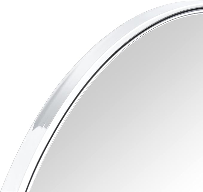 TEHOME Round Pivot Bathroom Mirror Chrome Circle Metal Framed Tilting Vanity Mirrors for Wall