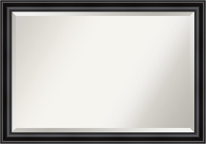 Amanti Art Black Bathroom Mirror for Over Sink, 28x40 Grand Black Narrow Rectangle Vanity Mirror, Large Casual Frame, Hangs Horizonally and Vertically, Bathroom Wall Decor, Beveled Edge