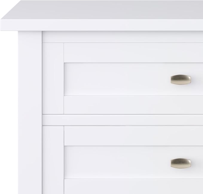 SIMPLIHOME Warm Shaker SOLID WOOD 24 Inch Wide Transitional Bedside Nightstand Table in White, For the Living Room and Bedroom