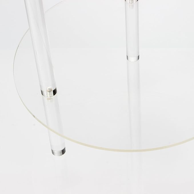 Acrylic Detachable End Table, Round Acrylic Coffee Table, 2 Tier Multifuntional Clear Nightstand End Table for Small Spaces, Detachable Beside Table for Living Room, Bedroom, Study Room (2)