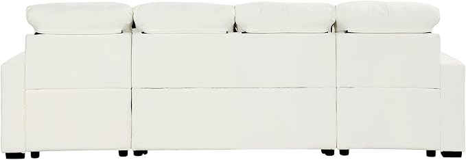 Ball & Cast 110.2" Oversized Versatile Sectional Sleep Sofa with Two USB Ports,U-Shape 4 Seat Pull-Out Couch w/Double Storage Chaise Lounges,for Living Room,Apartment,Office,Beige