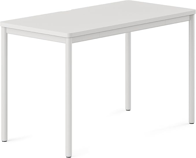 Branch Daily Desk - Functional at Home Office Desk with Effortless Assembly, Timeless Design, Rounded Corners, and Built-in Cable Notch - 48” W x 28.5” H x 24” D - White Work Table
