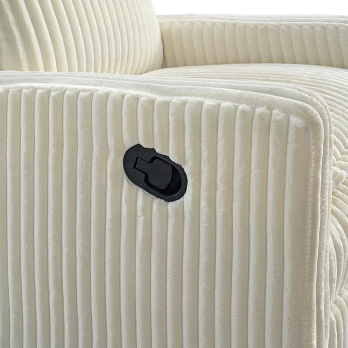 Oxford Baby Uptown Upholstered Swivel Glider and Recliner Nursery Chair - Corduroy, Pearl White