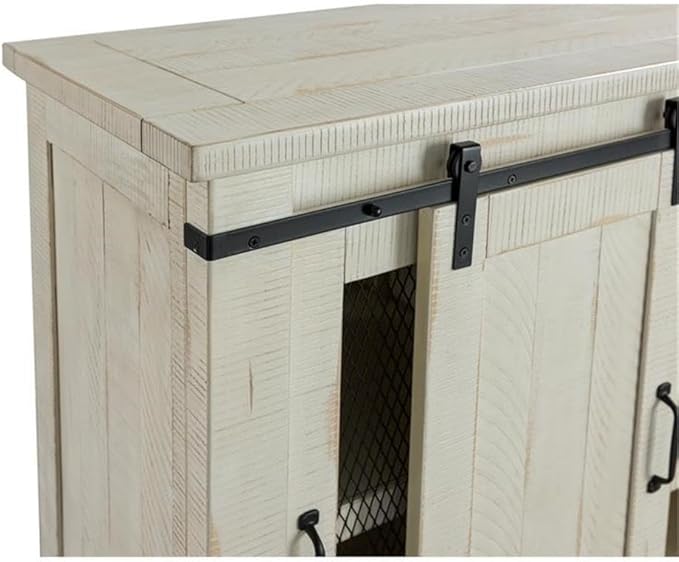 Martin Svensson Home Rustic 65” Solid Wood TV Stand with Storage, All Antique White
