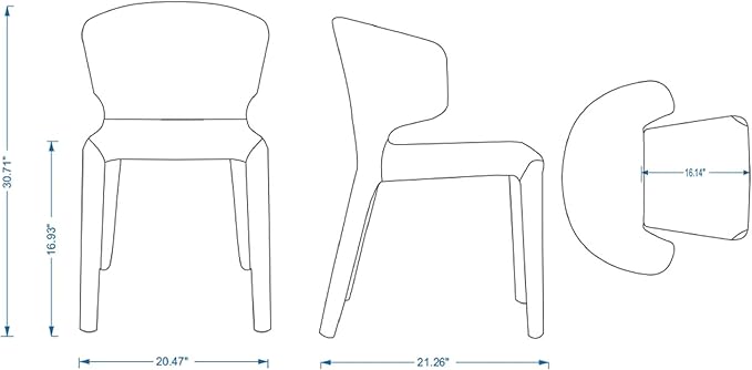 Manhattan Comfort Conrad Mid Century Modern Dining Chairs Woven Tweed Upholstered Kitchen Furniture with Contoured Back, Foam Padding & Metal Legs, Set of 4, Wheat