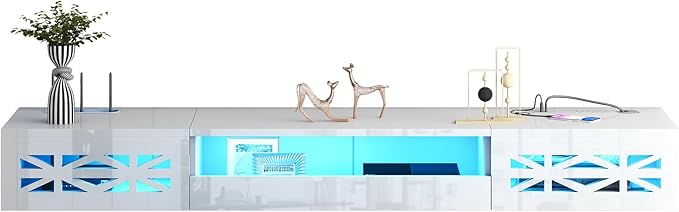 Floating TV Stand, 71" Floating Entertainment Center Wall Mounted,Floating Wall Mounted TV Shelf with Modern High Gloss tv Cabinet Media Console with Storage