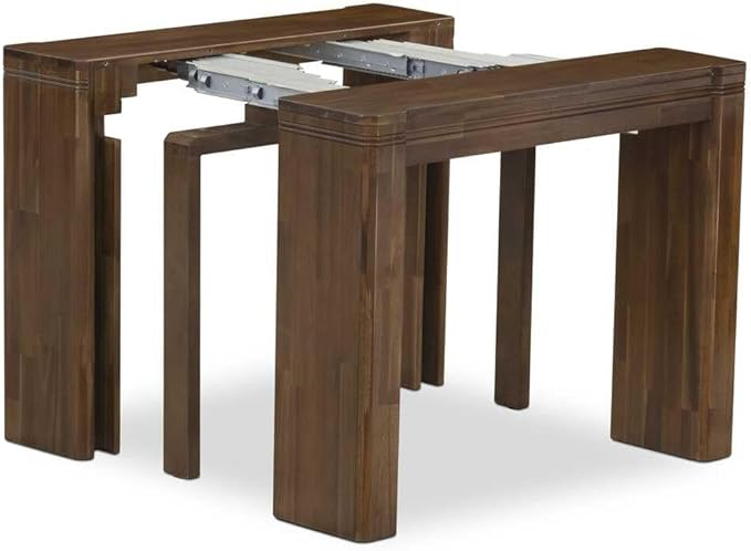 X07FO-BC8-18 - 10 Pieces Modern Dining Set contains an Extendable Rectangle Kitchen Table, 1 Coffee Table, 7 Dining Chairs and 1 Modern Bench, 39x120 Inch, Antique Walnut