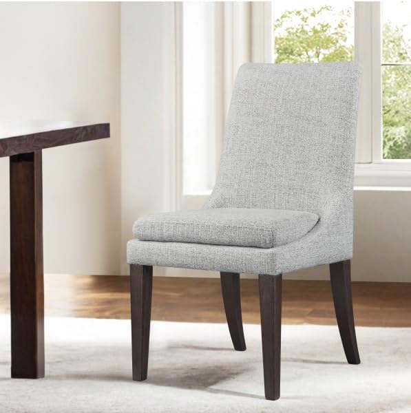 Upholstered Dining Chairs Modern Sidechair Performance Fabric High Back Armlesschair for Diningroom Kitchen,Light Grey,Set of 2(1 Box)