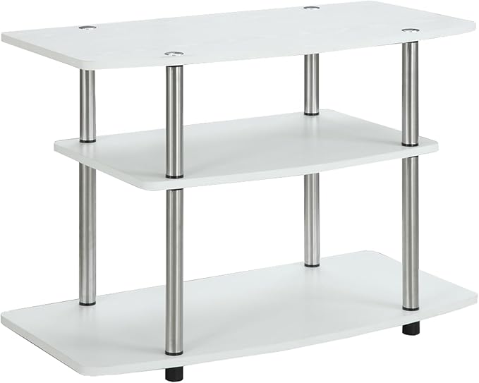 Convenience Concepts Designs2Go No Tools 3-Tier Stand Entertainment Center 37 Inches, Modern TV Console with Shelves for Living Room, 31.5", White